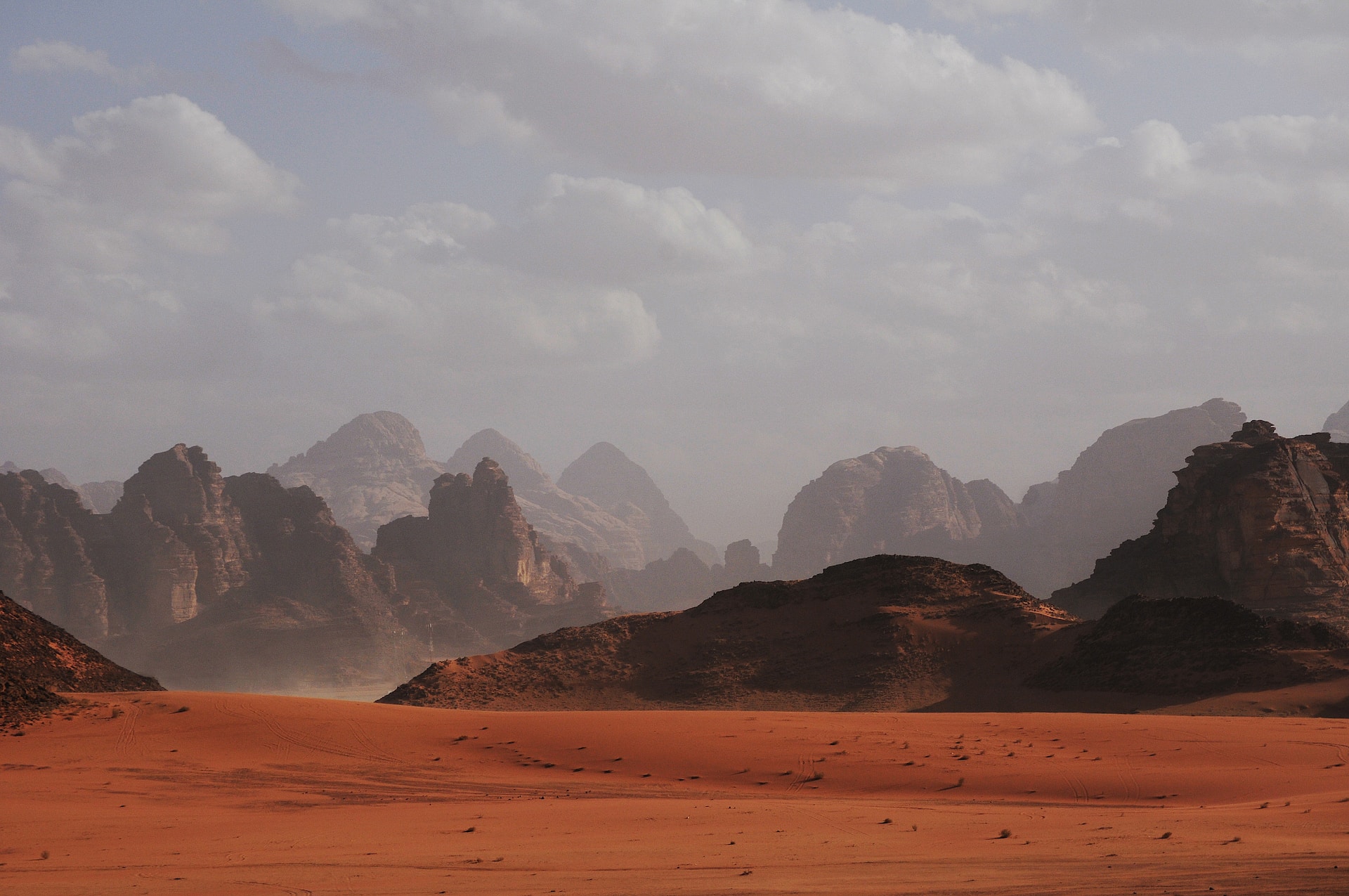 mountains and clouds at the jordan desert