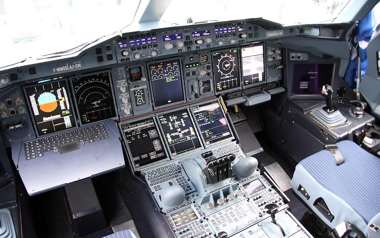 cockpit of an aribus 380